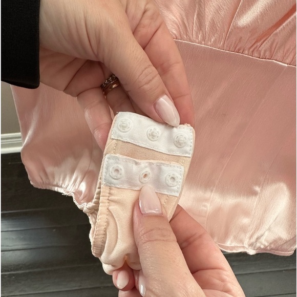 Zara Blush Pink Draping Bodysuit. Size large - Picture 5 of 6